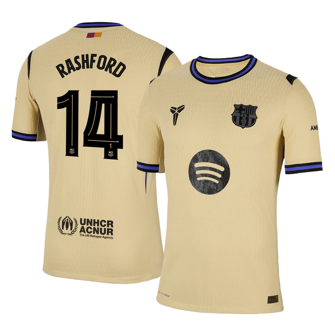 Soccer Kits Authentic RASHFORD #14 Barcelona Away Soccer Jersey 2025/26 Yellow - UCL